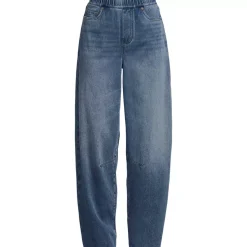 Women's Starfish High Rise Knit Denim Barrel Leg Ankle Jeans