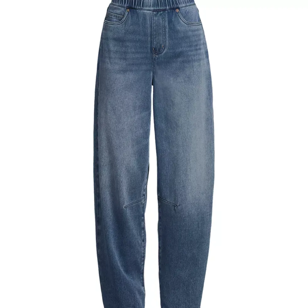 Women's Starfish High Rise Knit Denim Barrel Leg Ankle Jeans