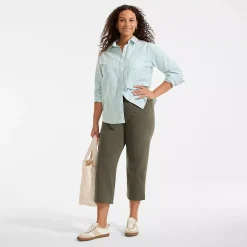 Women's Starfish Mid Rise Pull On Crop Pants