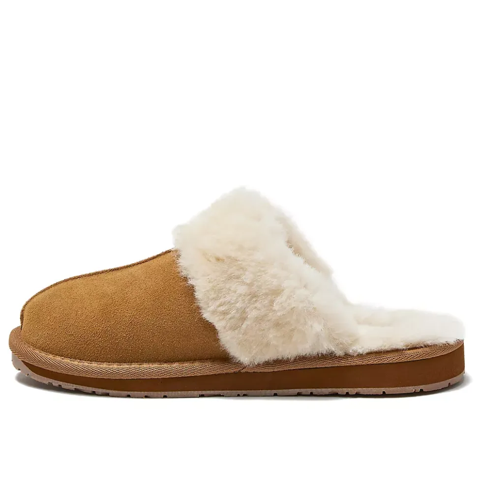 Women's Suede Furry Lined Indoor Outdoor Slippers