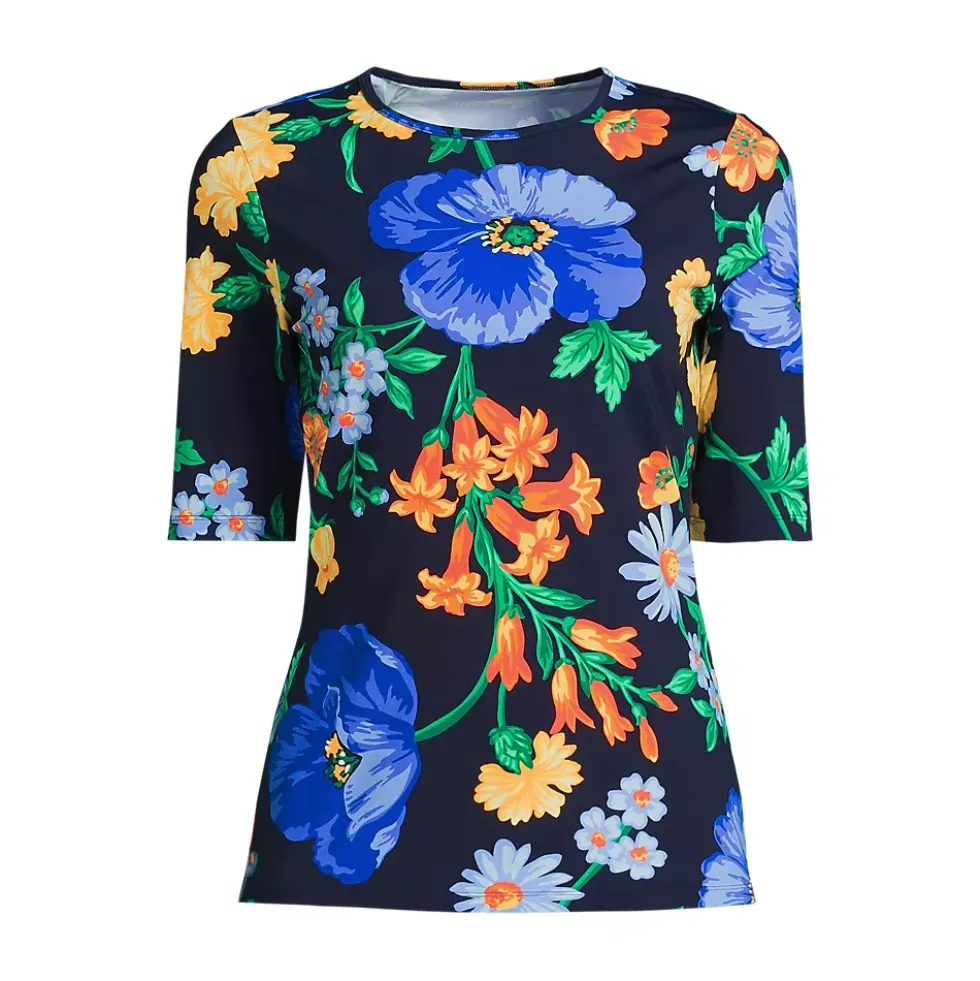 Women's SunShade UPF 50 Elbow Sleeve Rash Guard Swim Tee