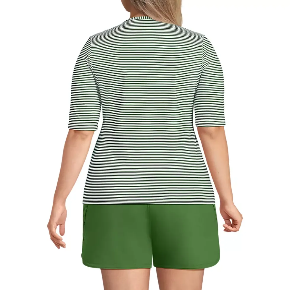 Women's SunShade UPF 50 Elbow Sleeve Rash Guard Swim Tee