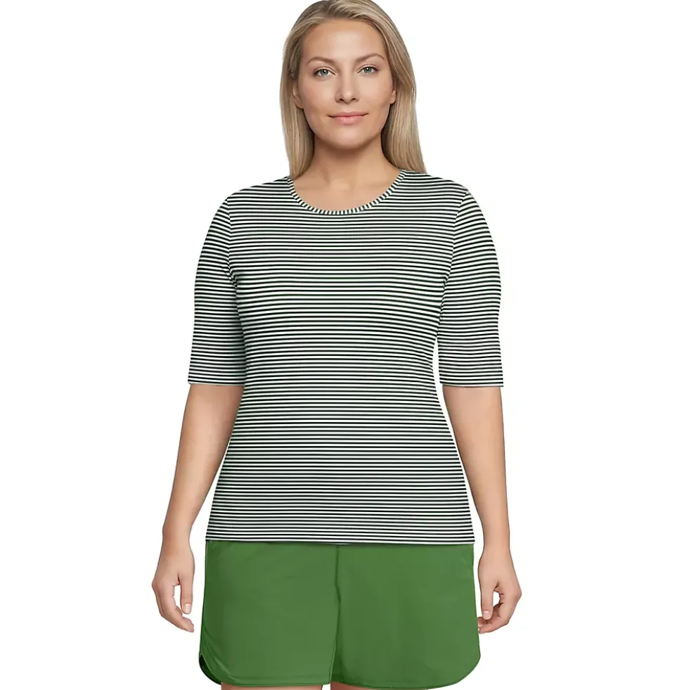 Women's SunShade UPF 50 Elbow Sleeve Rash Guard Swim Tee