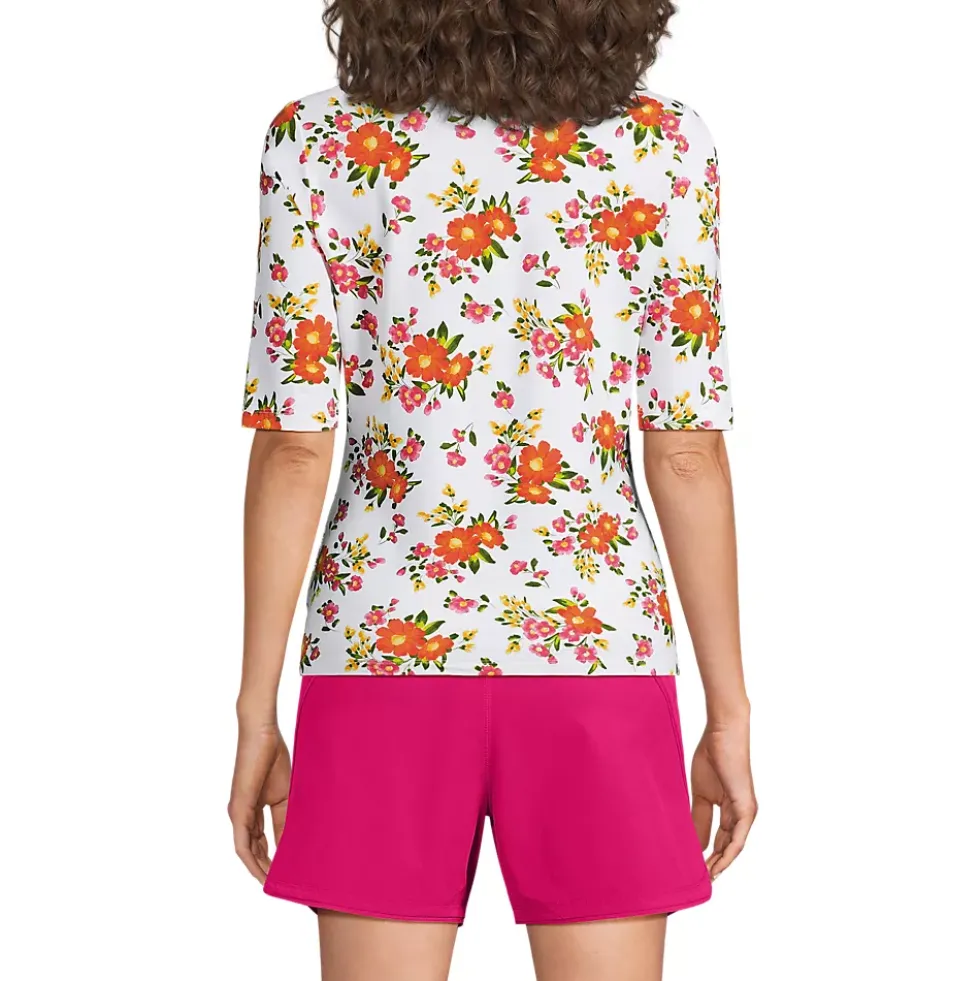 Women's SunShade UPF 50 Elbow Sleeve Rash Guard Swim Tee
