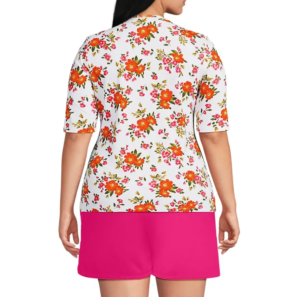 Women's SunShade UPF 50 Elbow Sleeve Rash Guard Swim Tee