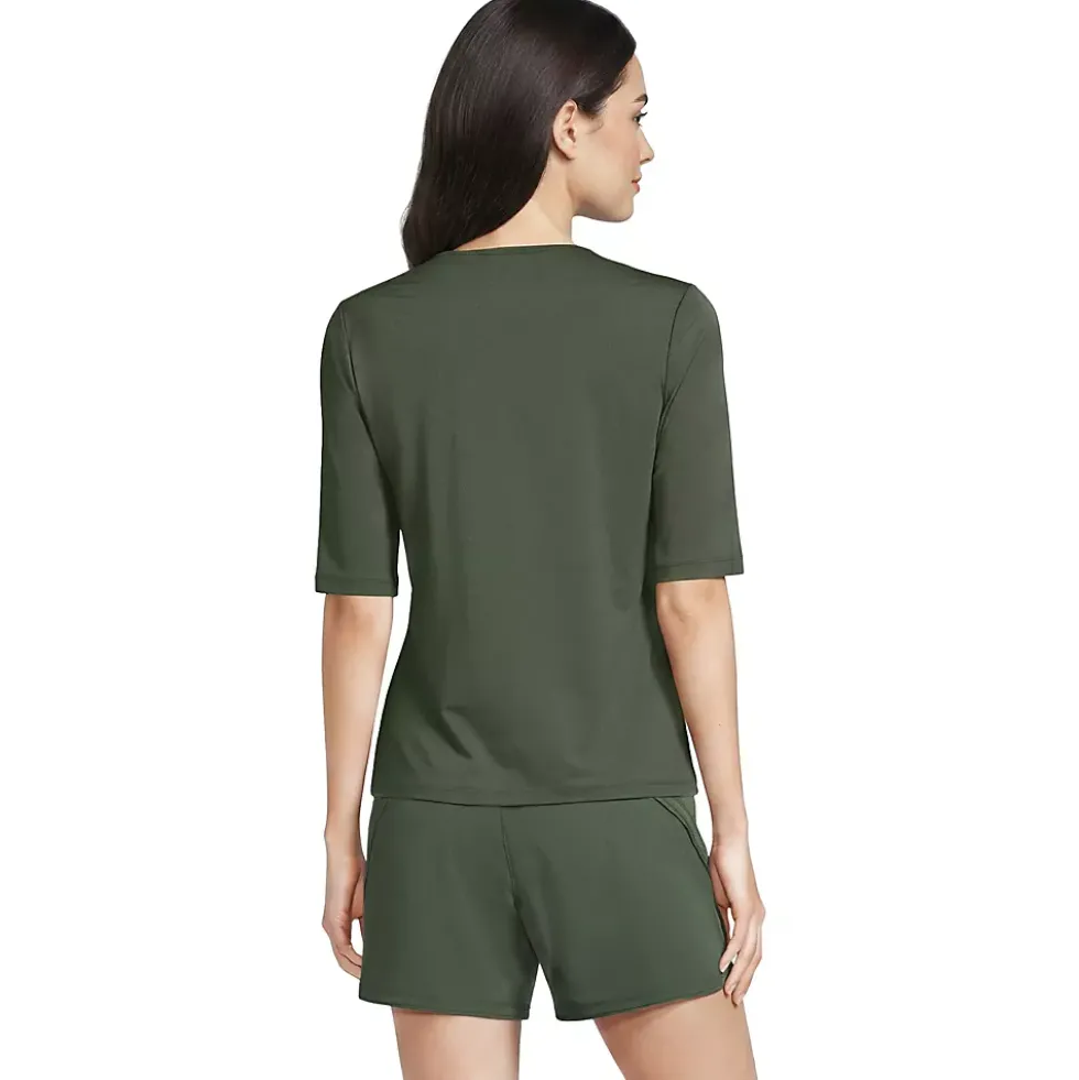 Women's SunShade UPF 50 Elbow Sleeve Rash Guard Swim Tee
