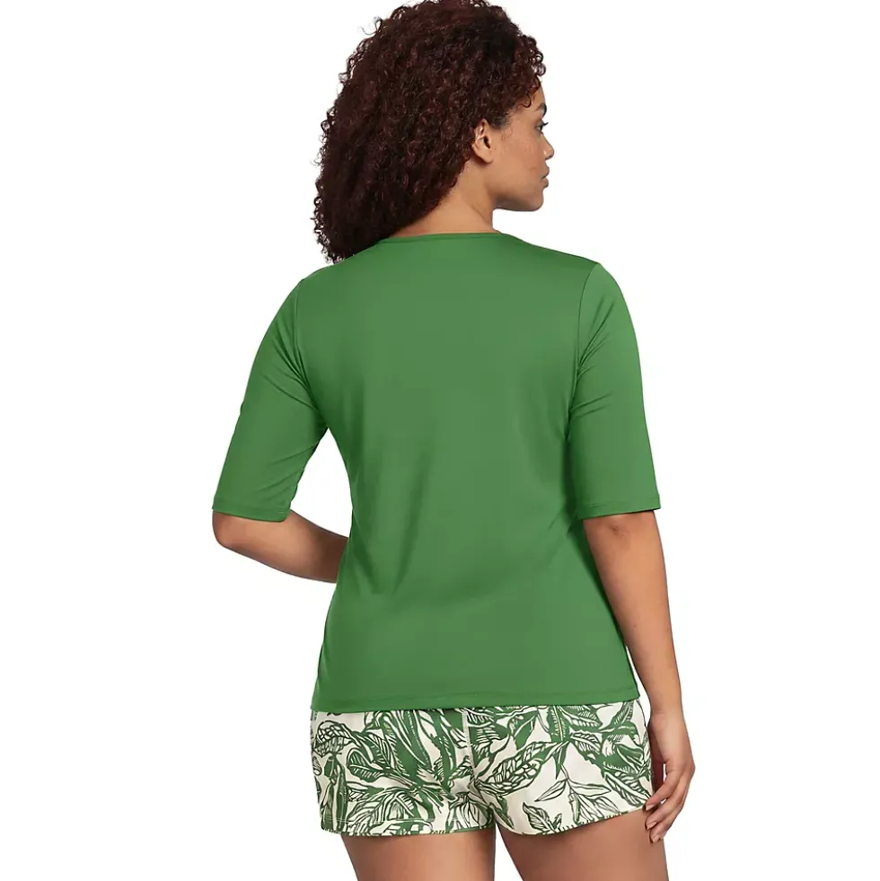 Women's SunShade UPF 50 Elbow Sleeve Rash Guard Swim Tee