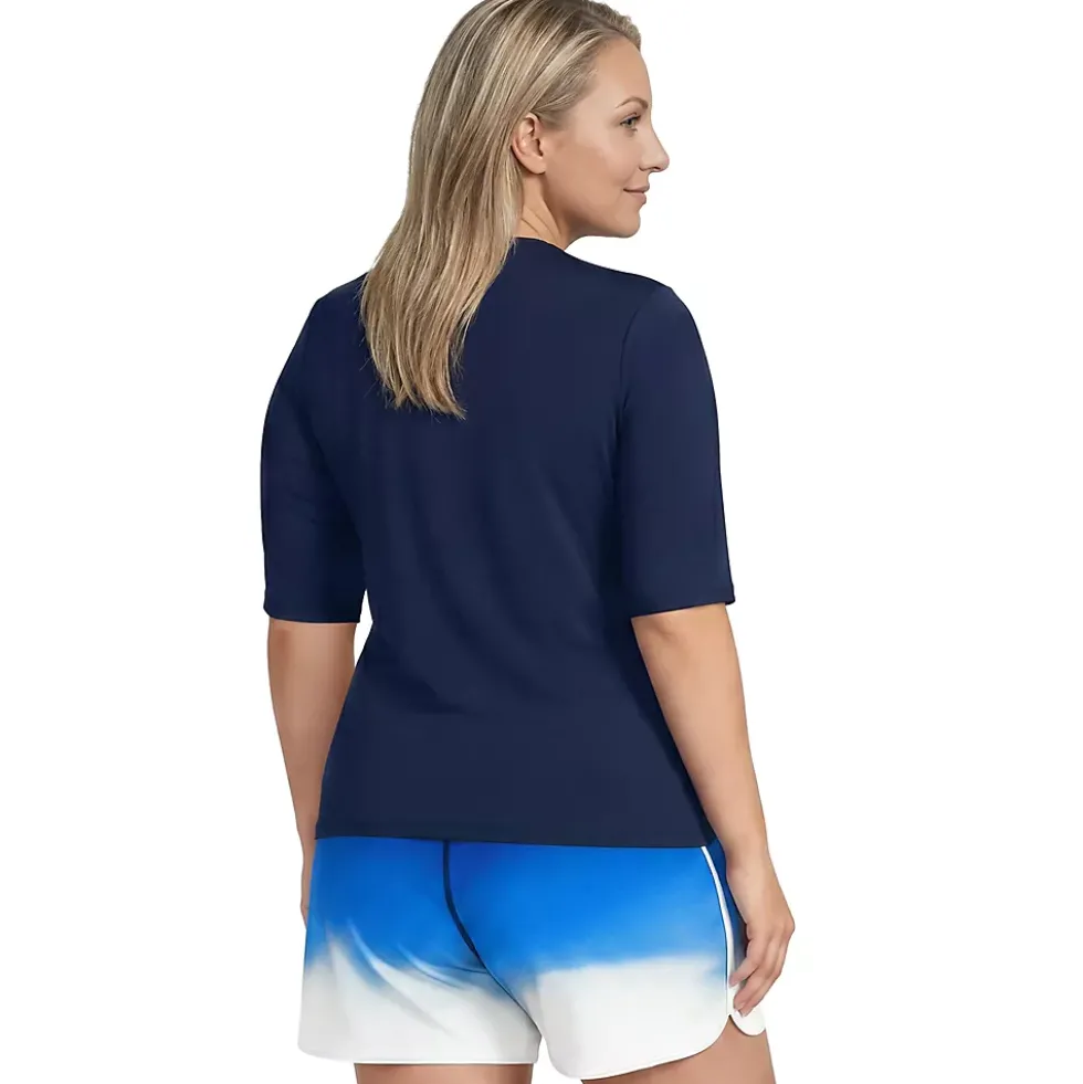 Women's SunShade UPF 50 Elbow Sleeve Rash Guard Swim Tee
