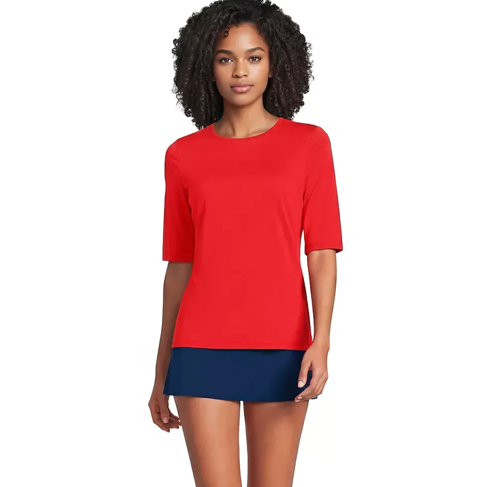 Women's SunShade UPF 50 Elbow Sleeve Rash Guard Swim Tee