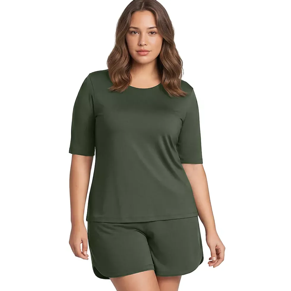 Women's SunShade UPF 50 Elbow Sleeve Rash Guard Swim Tee