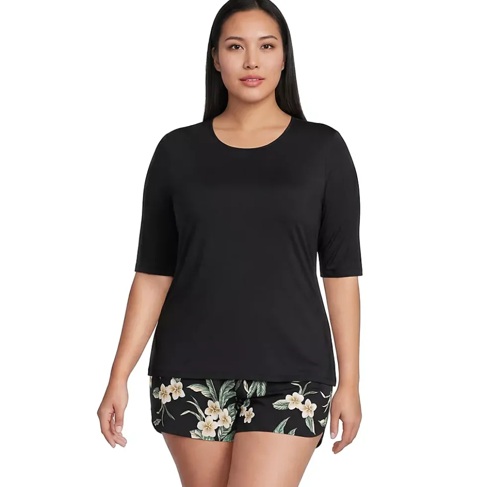 Women's SunShade UPF 50 Elbow Sleeve Rash Guard Swim Tee