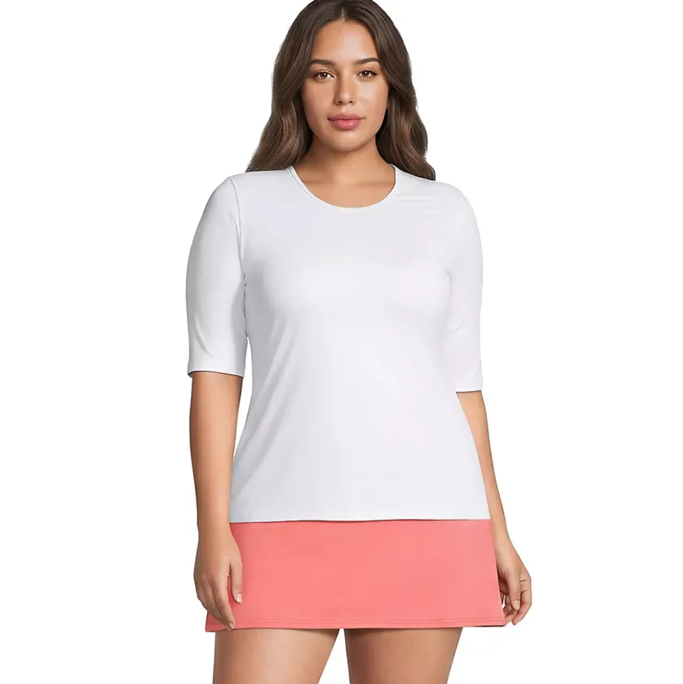 Women's SunShade UPF 50 Elbow Sleeve Rash Guard Swim Tee