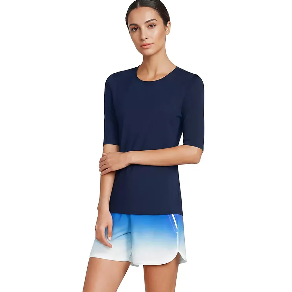 Women's SunShade UPF 50 Elbow Sleeve Rash Guard Swim Tee