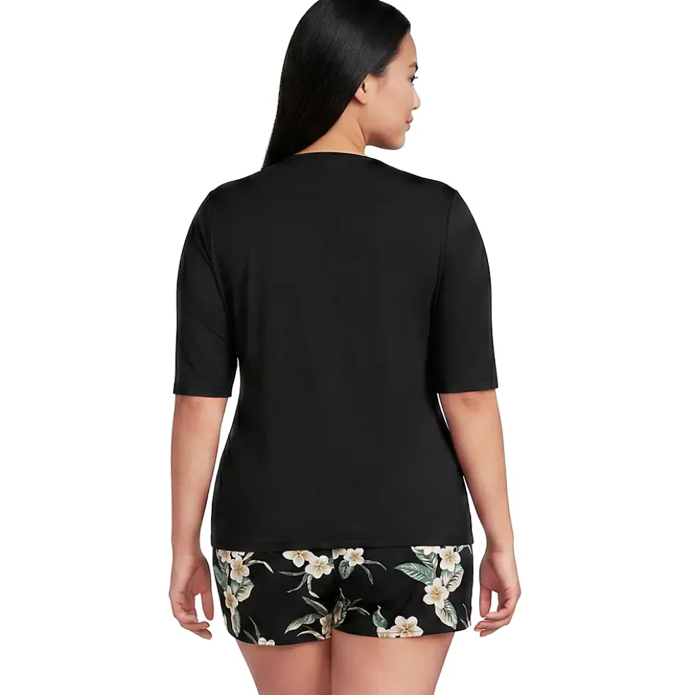 Women's SunShade UPF 50 Elbow Sleeve Rash Guard Swim Tee