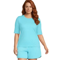Women's SunShade UPF 50 Elbow Sleeve Rash Guard Swim Tee