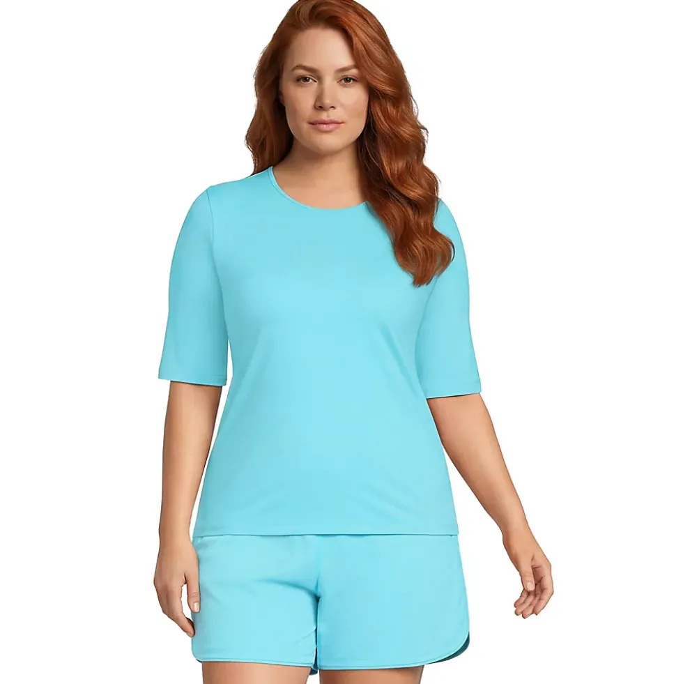 Women's SunShade UPF 50 Elbow Sleeve Rash Guard Swim Tee