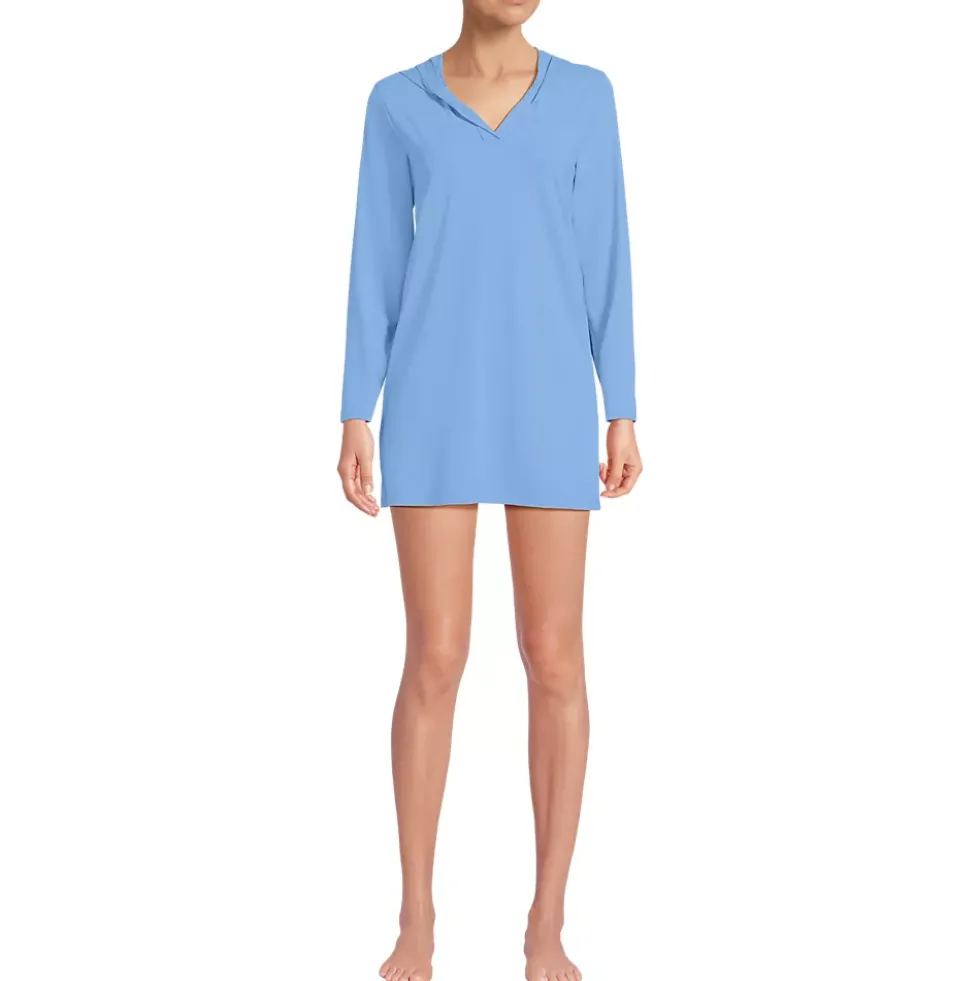 Women's SunShade UPF 50 Hooded Mini Swim Swim Cover-Up Dress