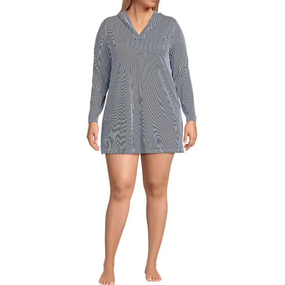 Women's SunShade UPF 50 Hooded Mini Swim Swim Cover-Up Dress