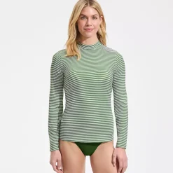 Women's SunShade UPF 50 Long Sleeve Mock Neck Rash Guard Swim Tee