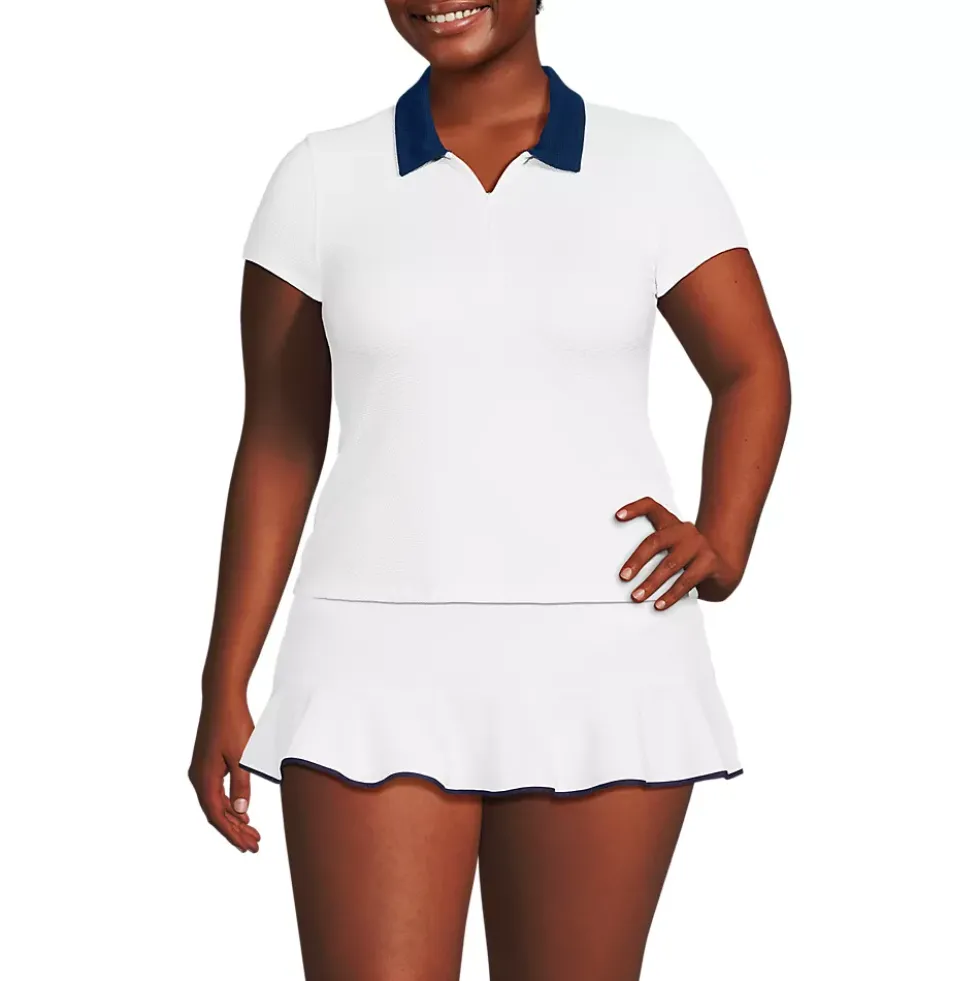 Women's SunShade UPF 50 Short Sleeve Pique Johnny Collar Rash Guard