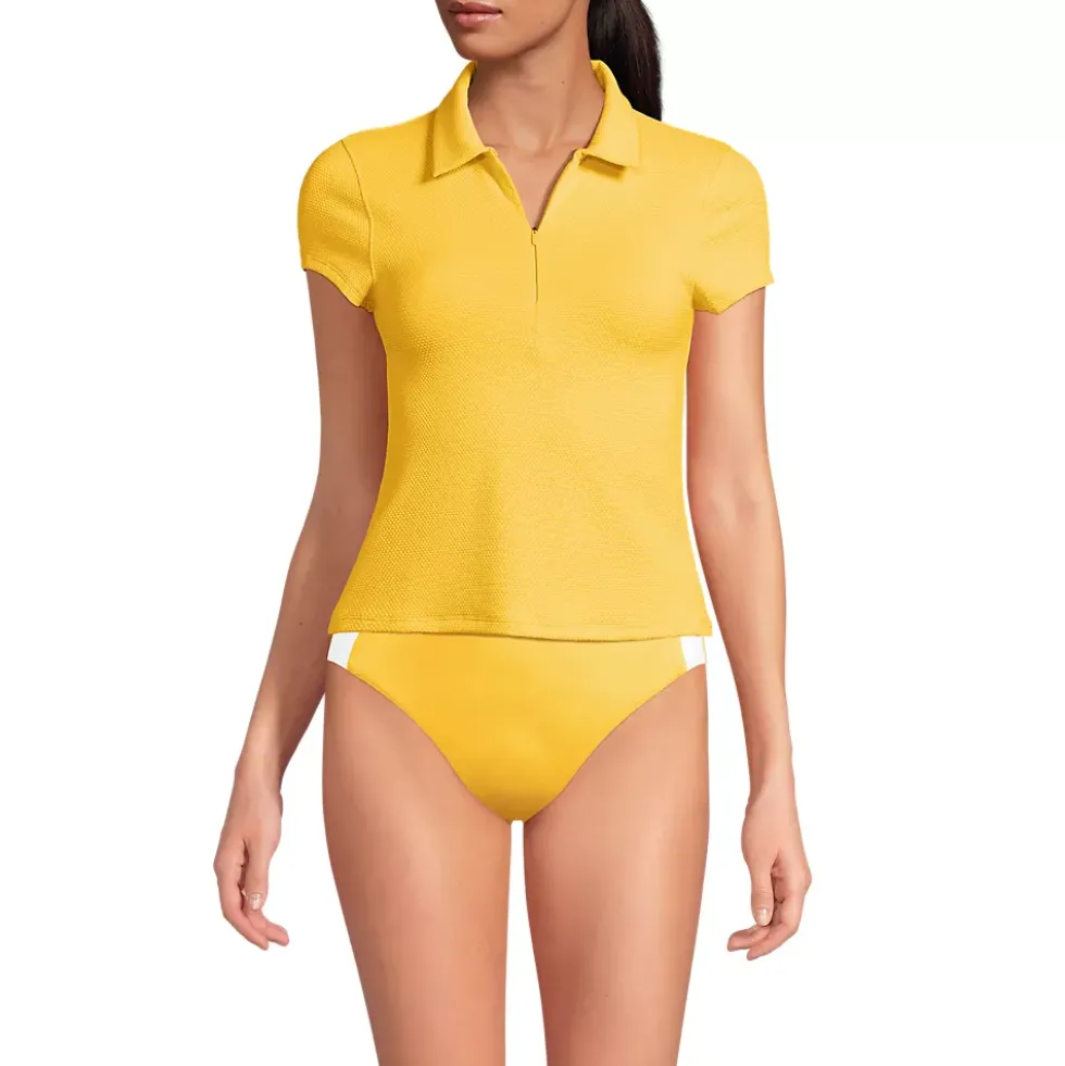 Women's SunShade UPF 50 Short Sleeve Pique Johnny Collar Rash Guard