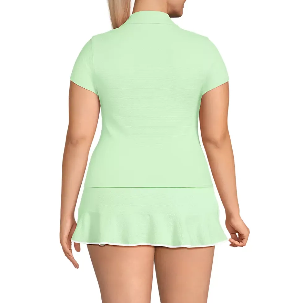 Women's SunShade UPF 50 Short Sleeve Pique Johnny Collar Rash Guard