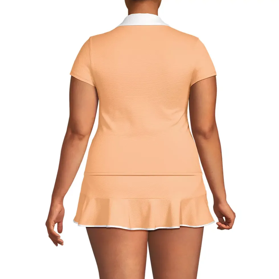 Women's SunShade UPF 50 Short Sleeve Pique Johnny Collar Rash Guard