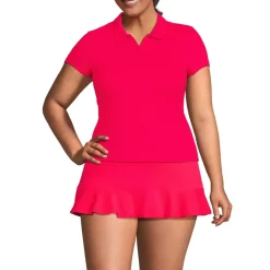 Women's SunShade UPF 50 Short Sleeve Pique Johnny Collar Rash Guard