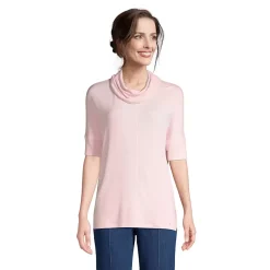 Women's Super Soft Elbow Sleeve Cowl Neck Pullover Top