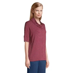 Women's Super Soft Elbow Sleeve Cowl Neck Pullover Top