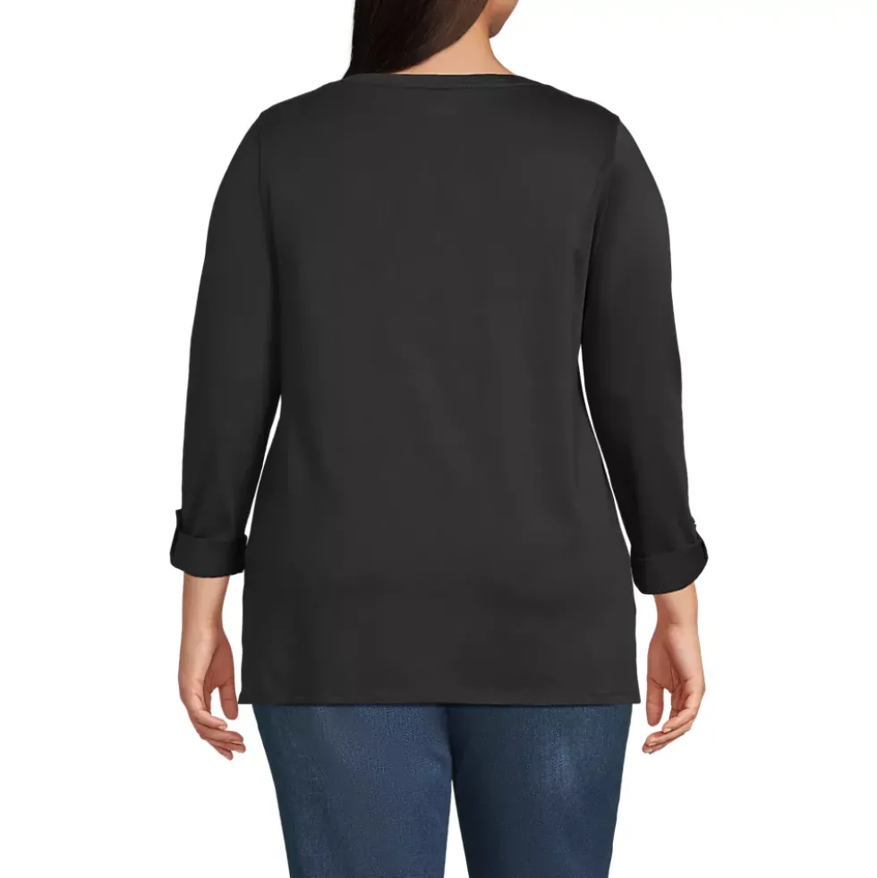 Women's Supima Cotton Adjustable 3/4 Sleeve Boatneck Tunic