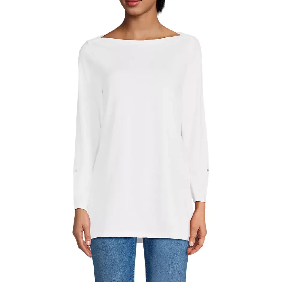 Women's Supima Cotton Adjustable 3/4 Sleeve Boatneck Tunic