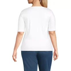 Women's Supima Cotton Elbow Sleeve Boatneck Button Shoulder Tee