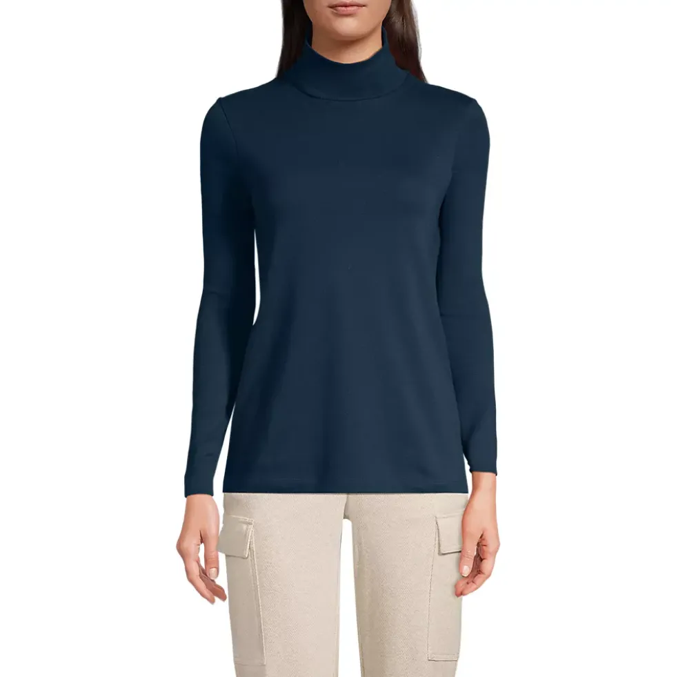 Women's Supima Cotton Fitted Long Sleeve Turtleneck