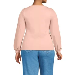 Women's Supima Interlock Scoop Neck Blouson Sleeve Top