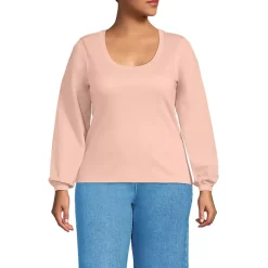 Women's Supima Interlock Scoop Neck Blouson Sleeve Top