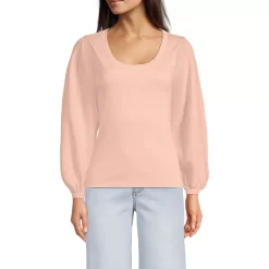 Women's Supima Interlock Scoop Neck Blouson Sleeve Top