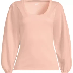 Women's Supima Interlock Scoop Neck Blouson Sleeve Top