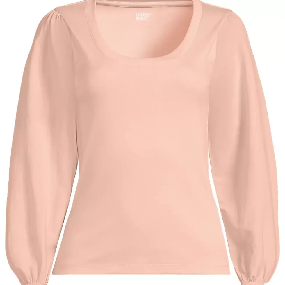 Women's Supima Interlock Scoop Neck Blouson Sleeve Top