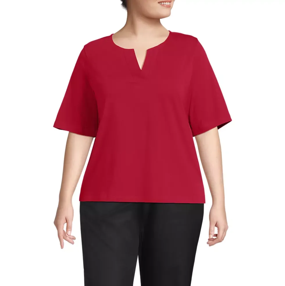 Women's Supima Jersey Half Sleeve Splitneck Shirt
