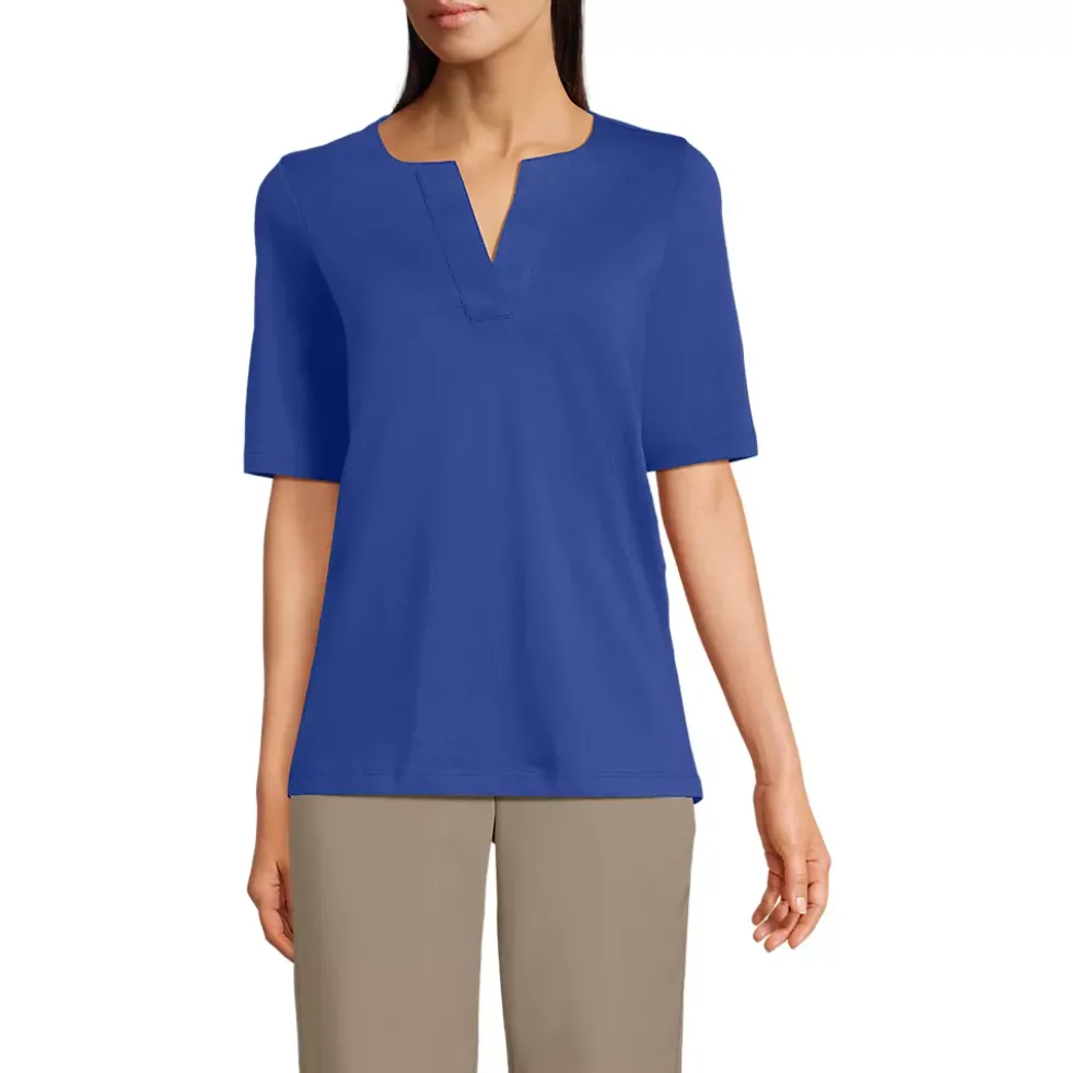 Women's Supima Jersey Half Sleeve Splitneck Shirt