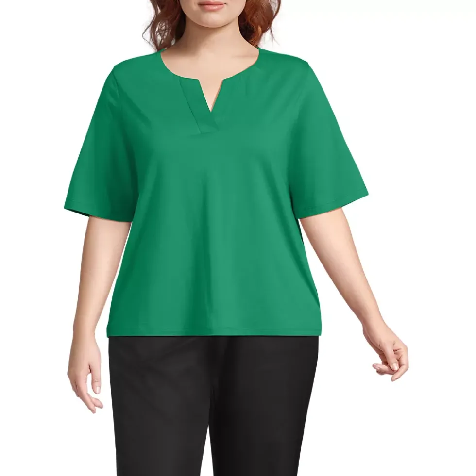 Women's Supima Jersey Half Sleeve Splitneck Shirt