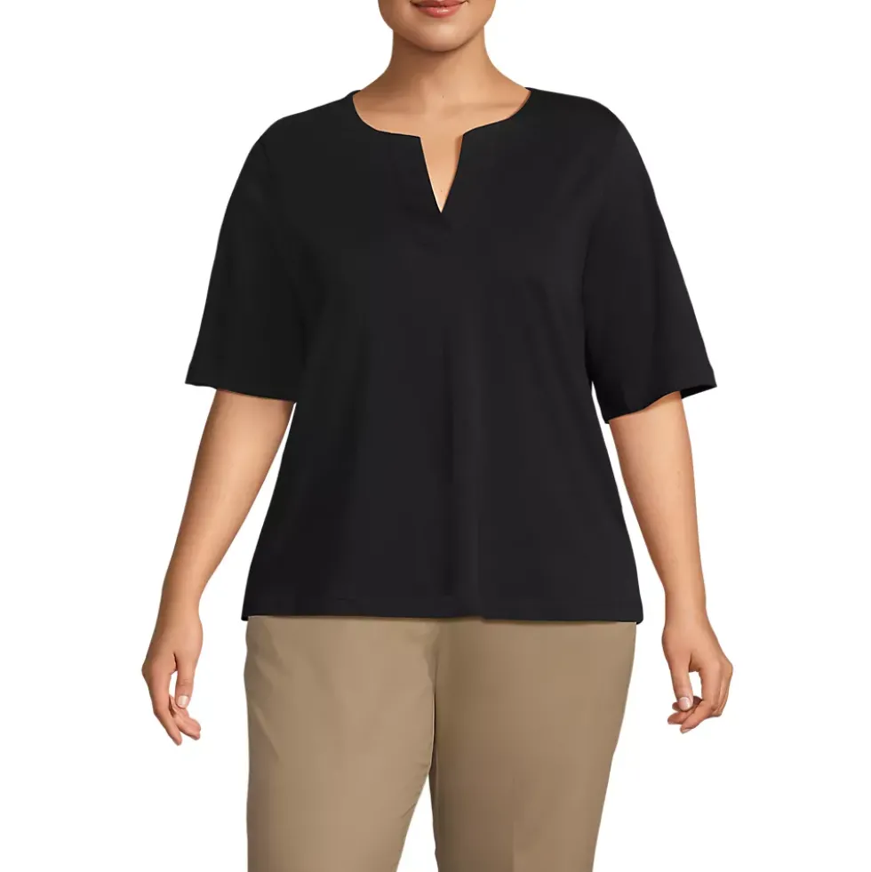 Women's Supima Jersey Half Sleeve Splitneck Shirt