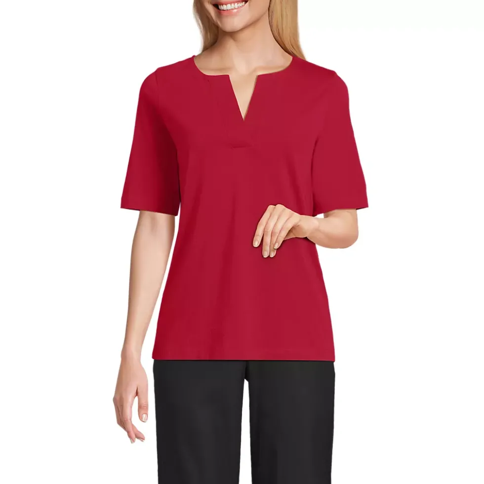 Women's Supima Jersey Half Sleeve Splitneck Shirt