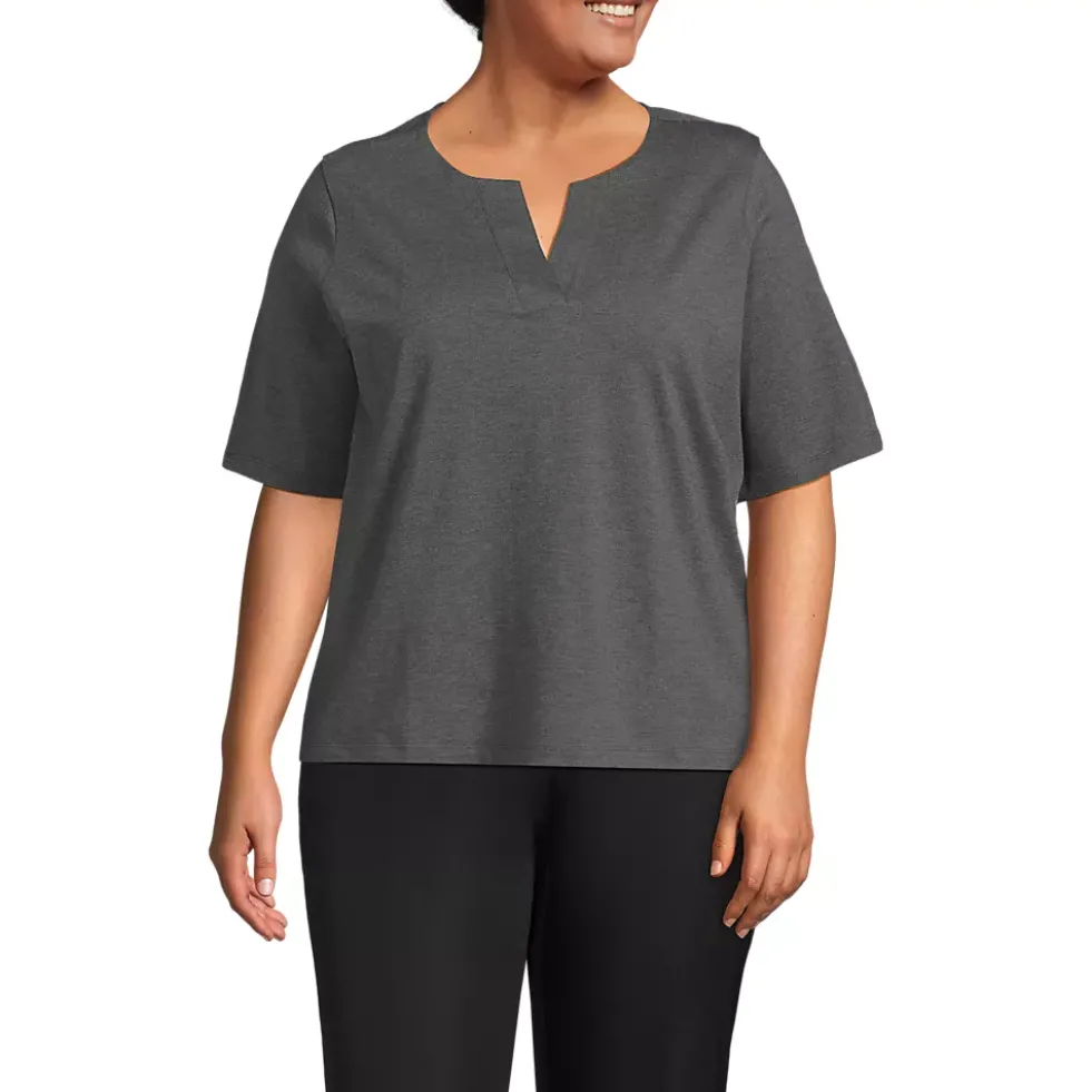 Women's Supima Jersey Half Sleeve Splitneck Shirt