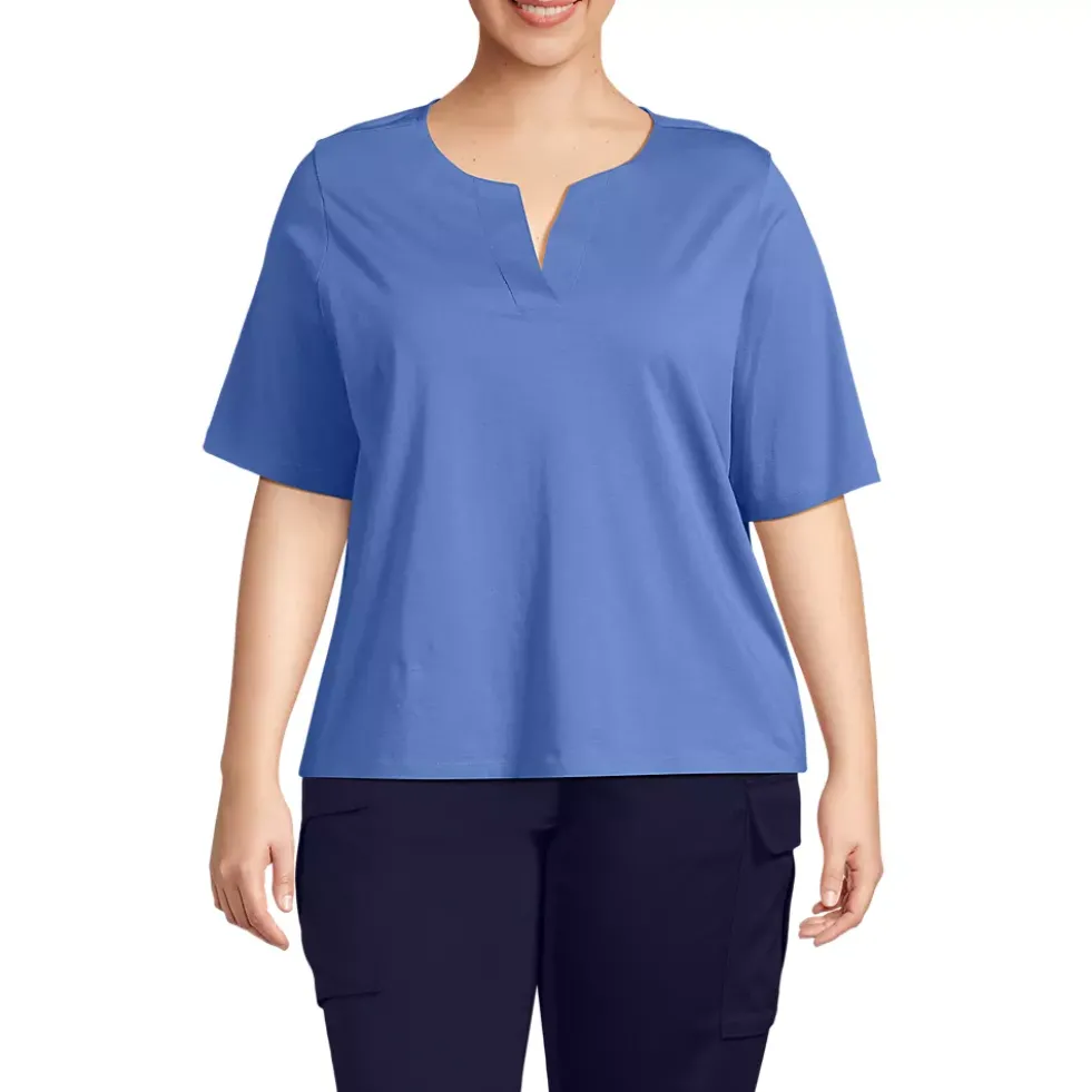 Women's Supima Jersey Half Sleeve Splitneck Shirt