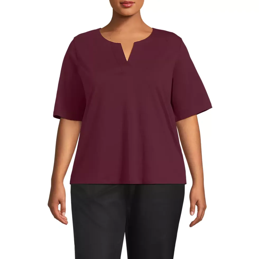 Women's Supima Jersey Half Sleeve Splitneck Shirt