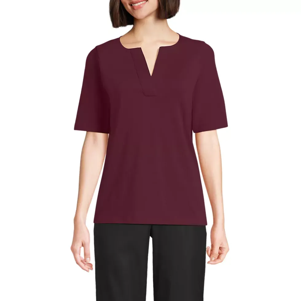Women's Supima Jersey Half Sleeve Splitneck Shirt