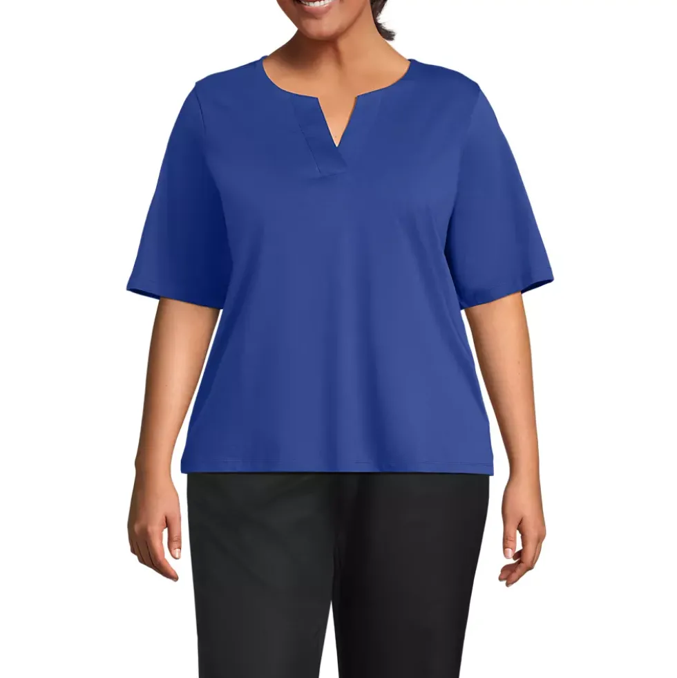 Women's Supima Jersey Half Sleeve Splitneck Shirt