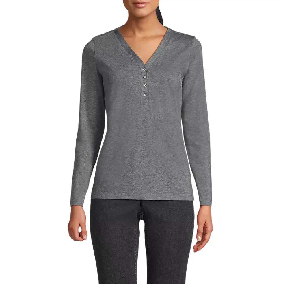 Women's Supima Jersey Long Sleeve Button Henley